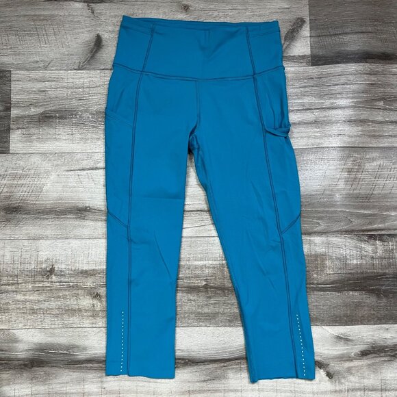 Lululemon Athletic Fast & Free Crop Yoga Pants II Teal Blue Women’s Size 6 - Picture 1 of 9